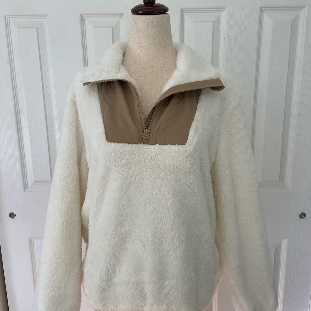 🤍 Lands’ End Cream Sherpa Zip Jacket 🤍